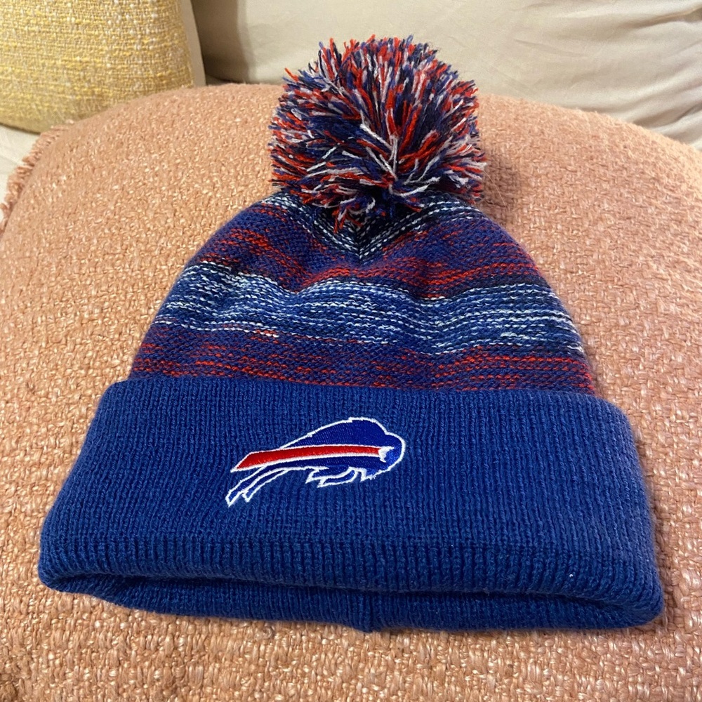Buffalo Pom Beanie - Blue and Red Small